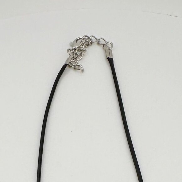 Flirty and Fun Red Coral Teardrop Necklace with Black Leather Cable Chain - Picture 8 of 8